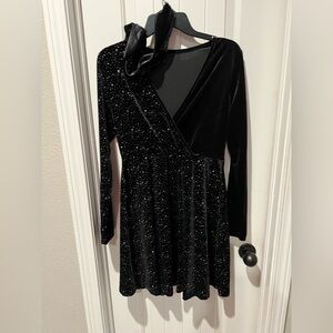 SHEIN Black Long Sleeve velvet glitter Cocktail Dress women’s large